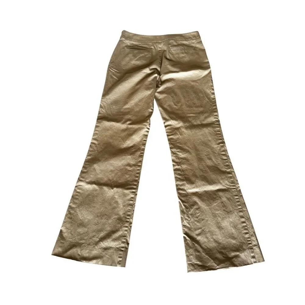 Tory Burch khaki beige pants straight leg mid rise casual work SZ 6 #2419